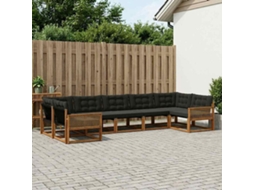 Vidaxl Conjunto De Sofás Para Exterior 7 Pcs Natural E Preto