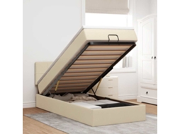 Cama Otomana Com Colchão 90x200 Cm Tecido Creme
