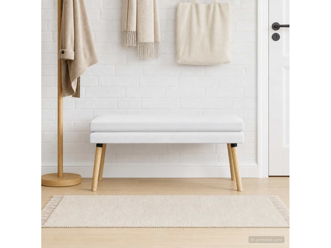 Vidaxl Banco De Camadas Duplas Branco 110 X 40 X 47 Cm Tecido