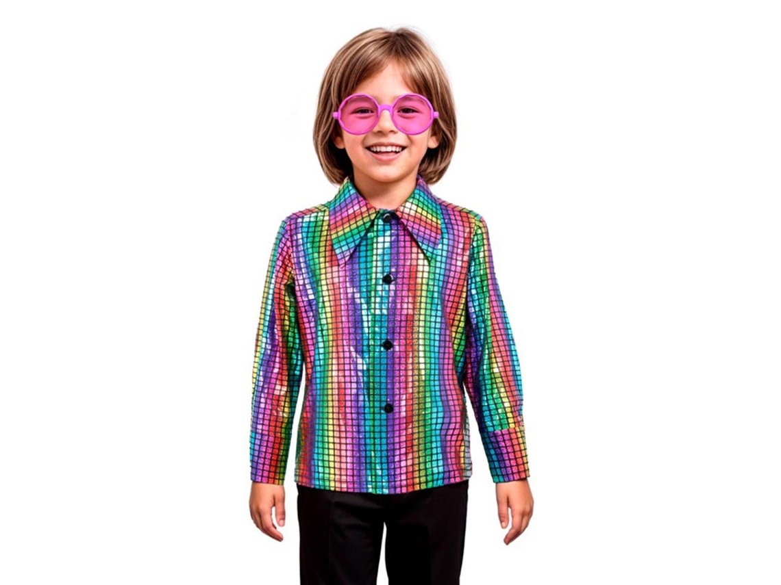 Camisa Disco Bling Rainbow para meninos