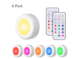 Tomshine luz led rgb para armário 6 pacotes com controle remoto ajustável brilho modos timer portátil S/MARCA