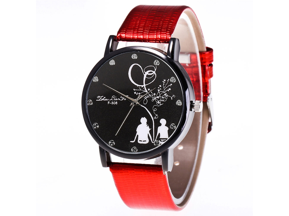 Relógio de pulso Zhoulianfa Couple Quartz com pulseira de couro PU (vermelho)