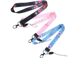 Conjunto Showeroro com 3 cordões para identificação de professores, com carimbo durável e chaves multifuncionais para celular.