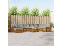 Vidaxl Conjunto De Sofás Para Exterior 9 Unid. Cinza Natural E Claro
