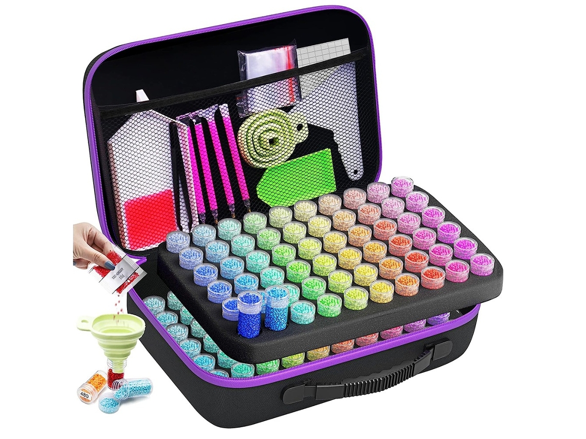 Caixa Organizadora para Kit de Pintura com Diamantes, com 120 Compartimentos. Guardar Acessórios e Ferramentas de Pintura com Diamantes AQUAFORGE