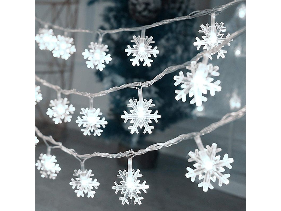 Luzes de Natal Nova Line, 5,9m, 40 LEDs, flocos de neve, bateria, à prova d'água, branco frio
