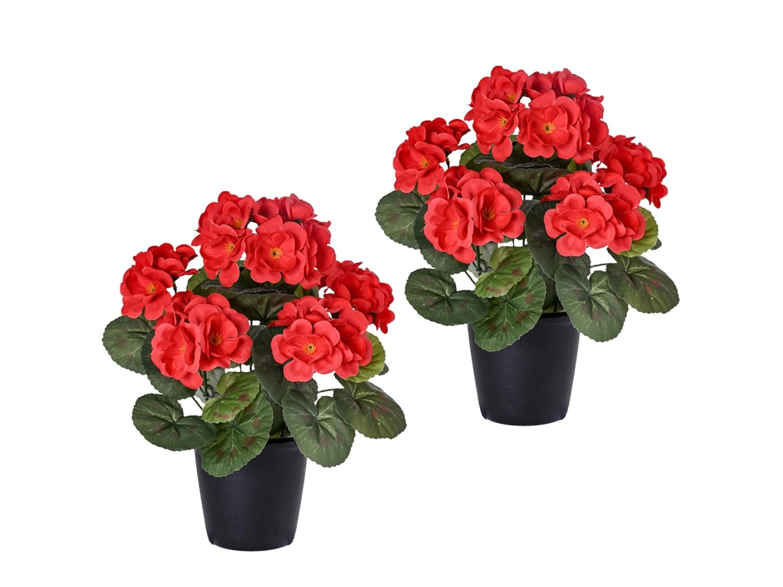 Planta Artificial Begónia em Vaso Pack de 2 Plantas Decorativas LAXISCREED
