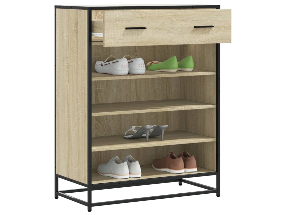 Vidaxl Sapateira 75x38x97,5 Cm Deriv. De Madeira/metal Carvalho Sonoma