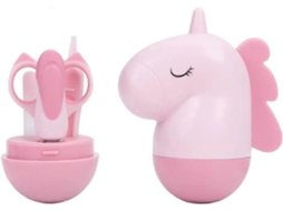 Lurelia Kit De Manicure Para Bebé 4 Peças, Em Aço Inoxidável, Ergonómico, Com Estojo, Seguro, Cor Rosa, Para Bebé E Criança