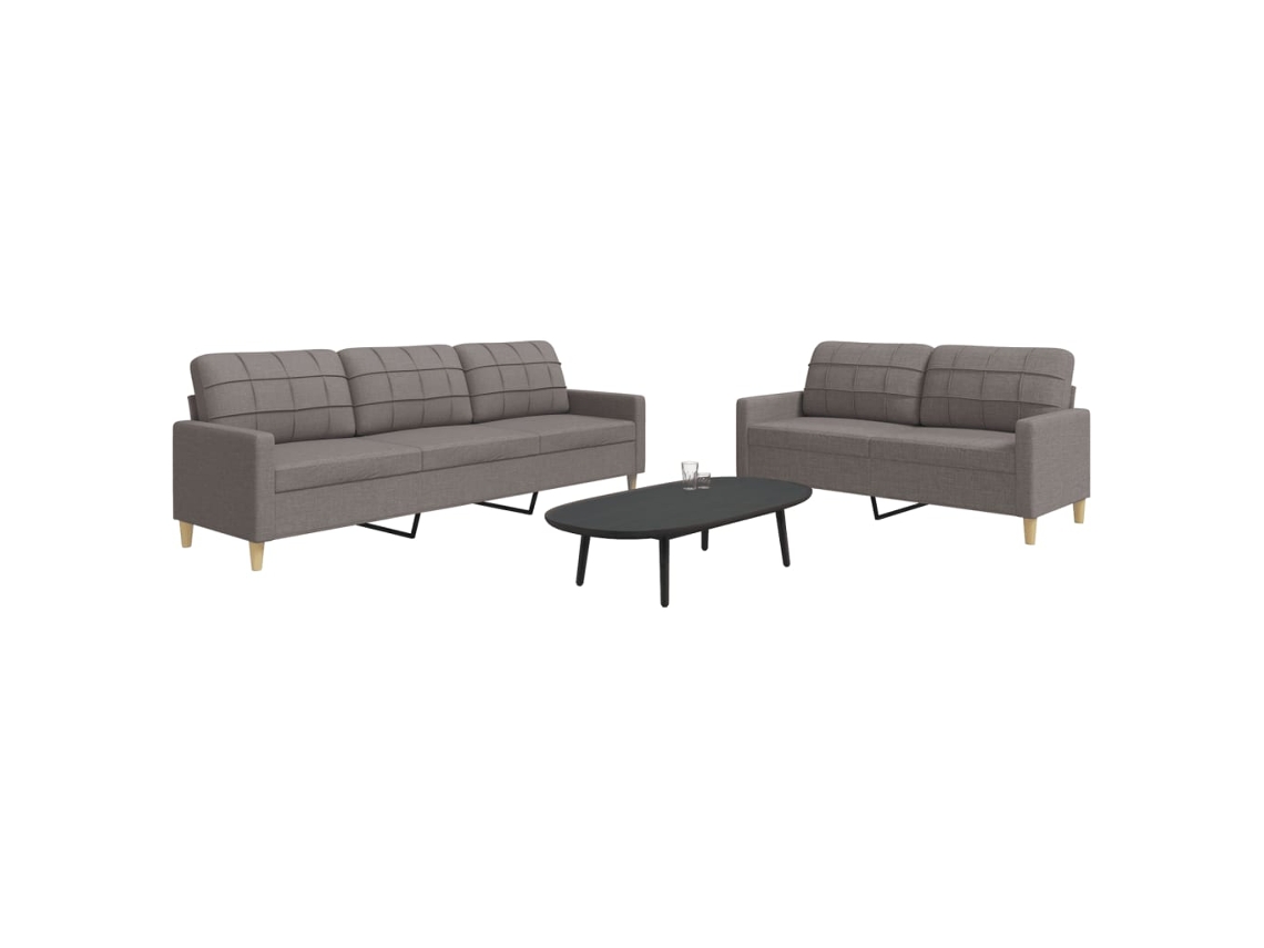 Vidaxl 2 Pcs Conjunto de Sofás Tecido Cinzento acastanhado
