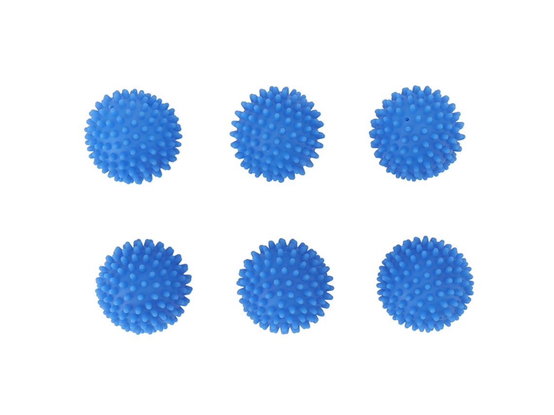 Bolas de Secagem Reutilizáveis de Silicone, Elimina Rugas, Suaviza Tecidos, 6 Peças, Azul S/MARCA