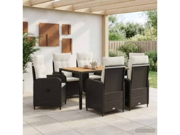 Vidaxl Conjunto De Jantar Para Exterior 7 Unid. Preto E Branco Creme