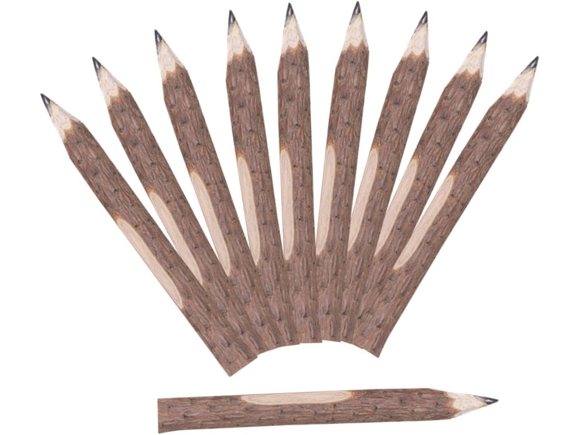 10 Pièces Bois Crayons Rustiques Forme Brahe Pour Dessin Peinture Scolaires