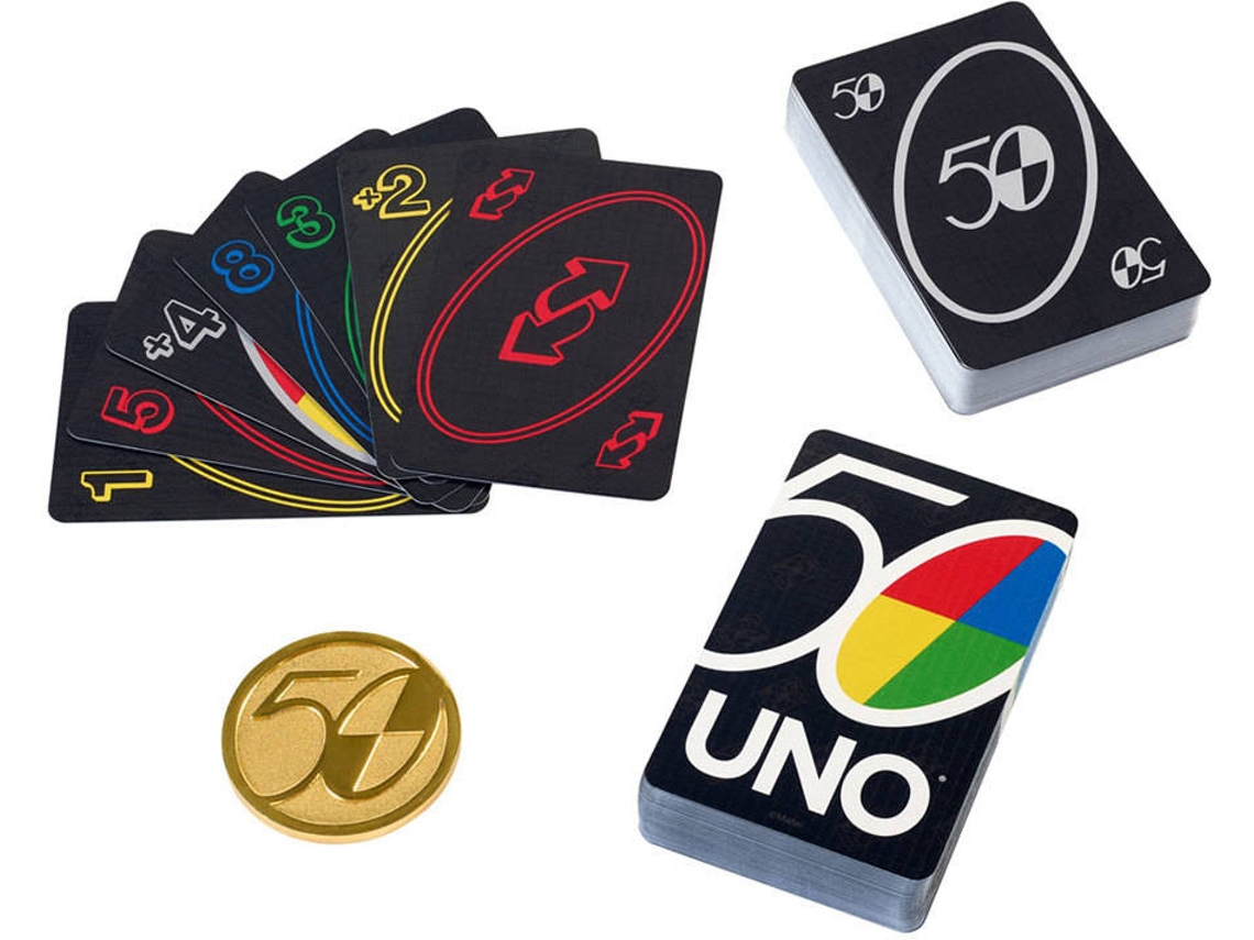 Jogo de Cartas MATTEL Uno 50 Premium (Idade Mínima: 7 Anos - Dificuldade: Baixa)