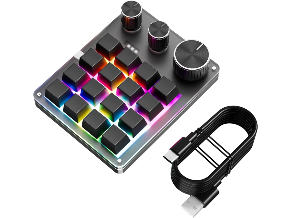 Teclado Programável Usb c de 16 Teclas com 3 Módulos Hot swappable Aumenta a Produtividade SFUSHOS