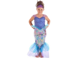 Fato de Menina DISFRAZZES Sereia Saia Colorida (Tam: 7 a 9 anos)