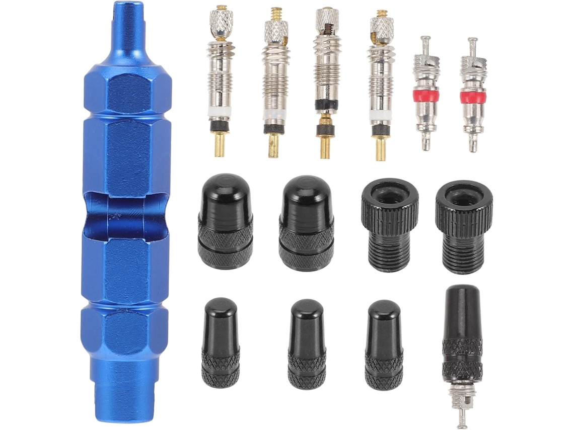 1 Conjunto De Ferramentas Para Válvulas De Bicicleta Com Tampas E Ferramenta Para Remoção Do Núcleo.