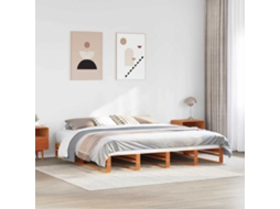 Vidaxl Cama Sem Colchão 200x200 Cm Pinho Maciço Castanho-mel