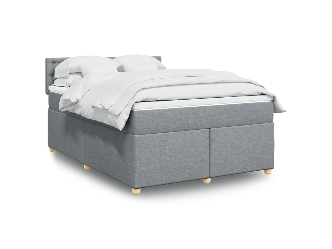 Vidaxl Cama Com Molas/colchão 140x200 Cm Tecido Cinzento-claro