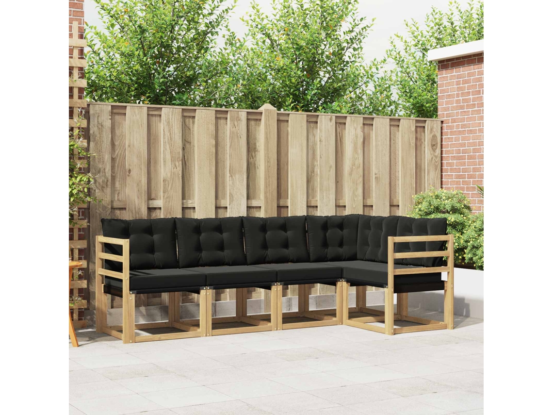 Vidaxl Conjunto De Sofás Para Exterior 5 Unid. Branco E Preto