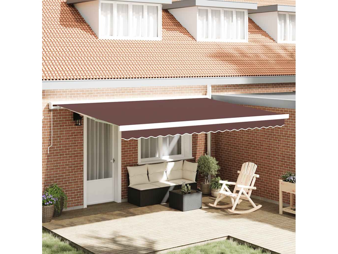 Vidaxl Toldo Retrátil Manual 450x300 Cm Castanho