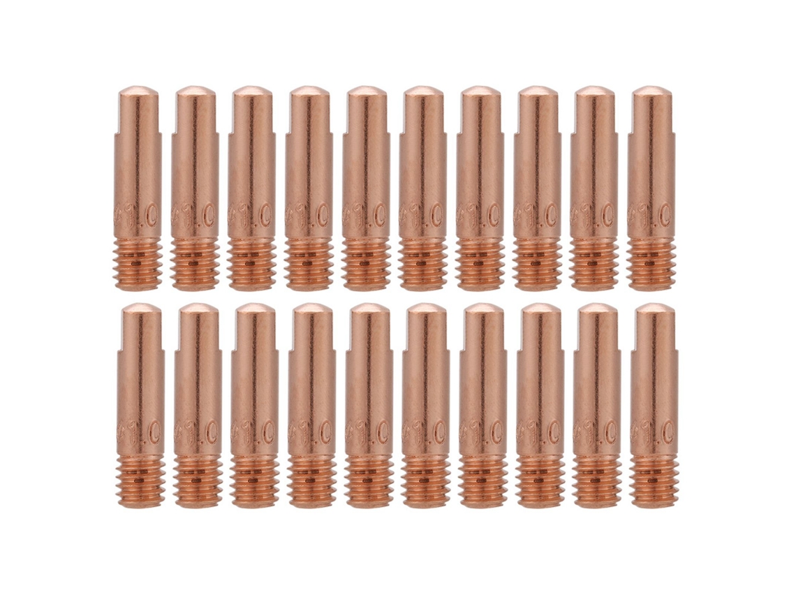 Conjunto de 20 pontas de contato de cobre para tocha de soldagem MIG/MAG 15ak (1,0 mm)
