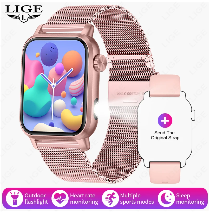 (malha Rosa) Smartwatch, Rastreador De Atividades Físicas, Múltiplos Modos Esportivos, Relógio Para Monitoramento De Saúde