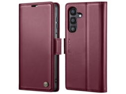 Capa Para Samsung Galaxy A14 5g Borboleta Fivela Litchi Textura De Telefone De Couro Rfid Antirroubo Vinho Vermelho