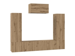 Conjunto de Móvel de Tv 7 Pcs Carvalho Artesanal MAISON EXCLUSIVE