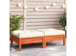 Vidaxl Apoios Pés Jardim C/ Almofadões 2 Pcs Pinho Maciço Castanho-mel