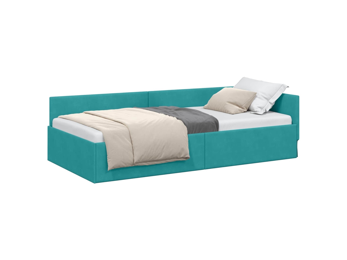 Conjunto 1 Estrutura De Cama De Dia Vidaxl Azul-turquesa Veludo (80 Cm X 200 Cm)