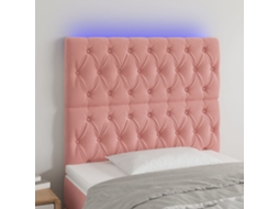 Vidaxl Cabeceira De Cama C/ Luzes Led Veludo 90x7x118/128 Cm Rosa