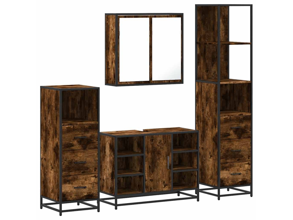 Bathroom Furniture Set, Bathroom Furniture Sets Vidaxl Marrom Madeira Processada (n/a)
