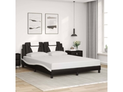 Vidaxl Estrutura De Cama Viana Sem Colchão 160x200cm Couro Artif. Preto/branco