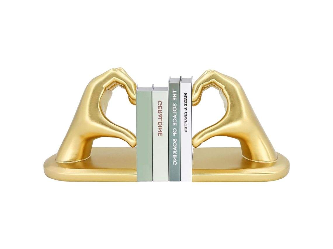 Suporte para livros decorativo Baok Heart Hands, enfeite de prateleira, decoração de interiores.
