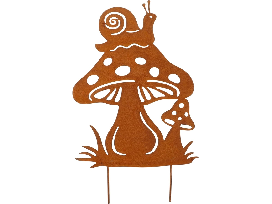 Enfeites de Metal para Jardim em Forma de Caracóis, Cogumelos, Estacas e Animais Decorações Rústicas para Gramados e CHABERLU