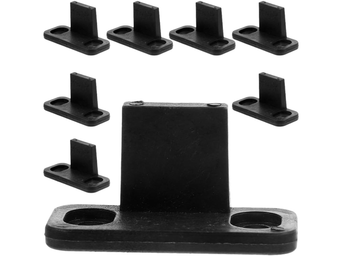 Conjunto De 8 Peças De Guias Para Portas De Correr Em Abs Preto Com Batente Em Forma De L.