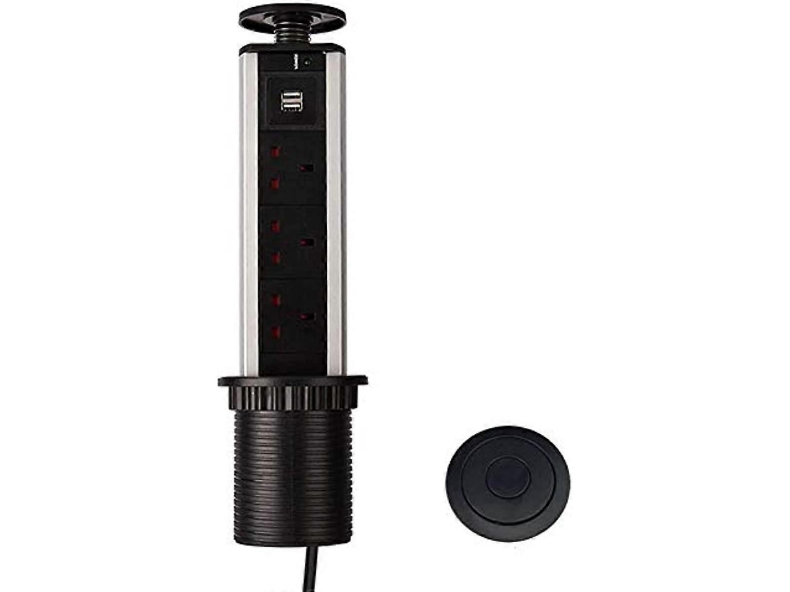 Tomada Retrátil Com Usb Para Bancadas De Cozinha(preta) Cjy