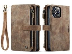 Lurelia Estojo Flip Samsung Galaxy S24 Fe 3-em-1 Cordão Suporte Porta-cartões Couro Pu Tpu Castanho Slim