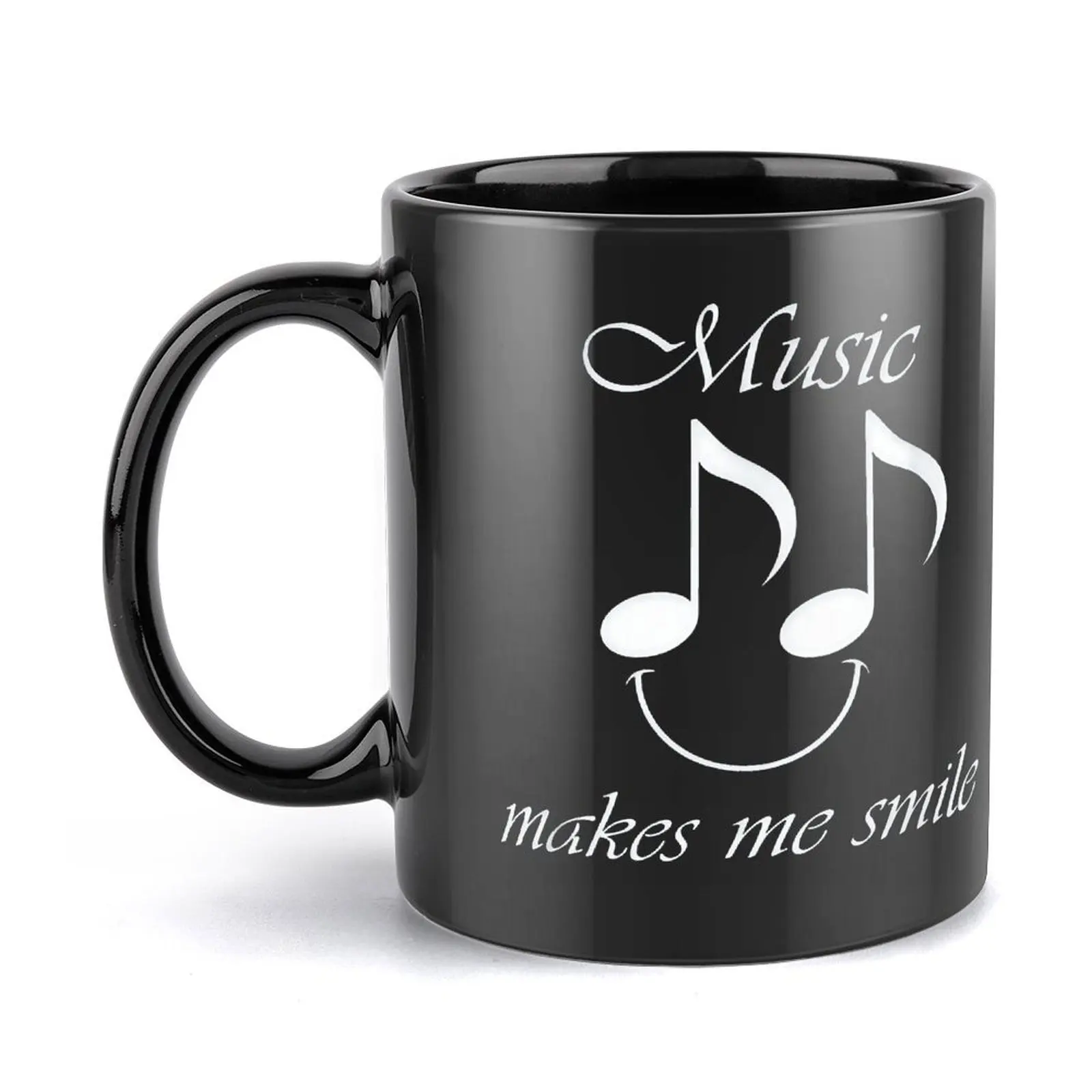 Xícara de Cerâmica Preta de 330ml para Café/chá com Leite, Ideal para Amantes da Música. Conjunto Criativo para Bebidas em Casa. MDUG