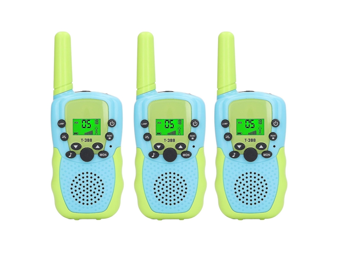 Conjunto de 3 Walkie-talkies Infantis com Lanterna LED Retroiluminada para Atividades em Família Ao Ar Livre, Campin-aquaforge de Longo Alcance