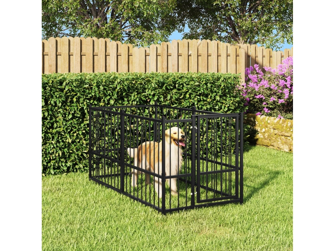 Vidaxl Canil 193,5x97x100 Cm Aço Preto