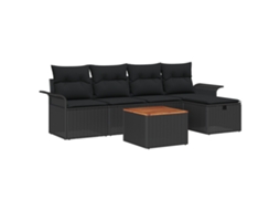Conjunto 6 Conjunto De Sofá De Jardim Vidaxl Preto Vime Pe (55 X 55 X 37 Cm)