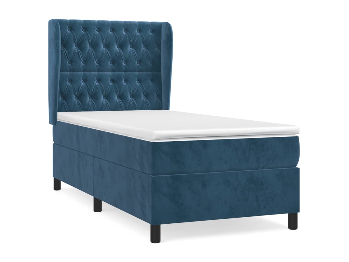 Cama com Molas/colchão 80x200 Cm Veludo Azul escuro MAISON EXCLUSIVE