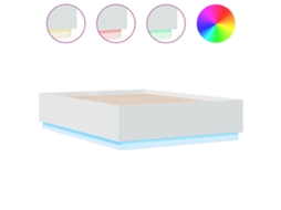 Estrutura Cama C/ Luzes Led Vidaxl Derivados Madeira Branco (135 X 190 Cm)