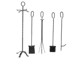 Conjunto De 5 Ferramentas Para Lareira Em Ferro Forjado (Feito De Ferro Forjado)