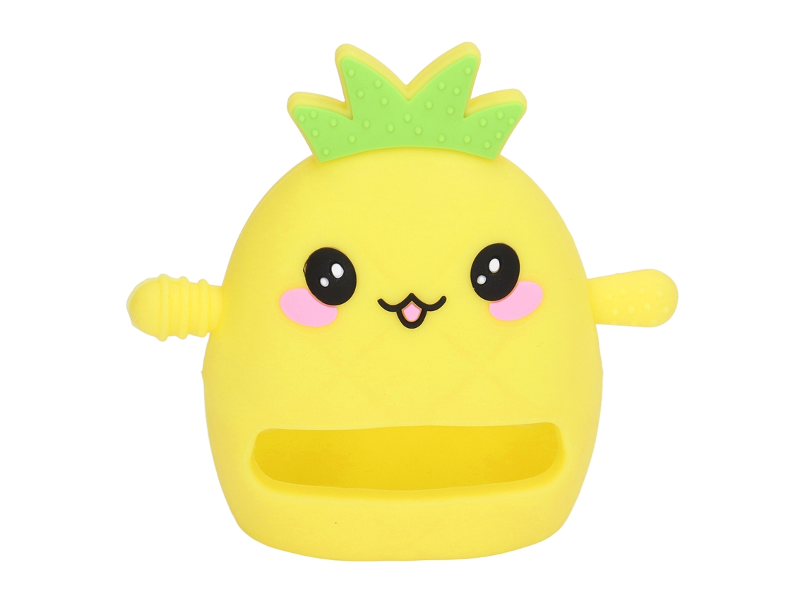 Primerox chupeta Mão Bebê em Silicone Amarelo Fruta para Aliviar Gengivas e Desenvolvimento Sensorial