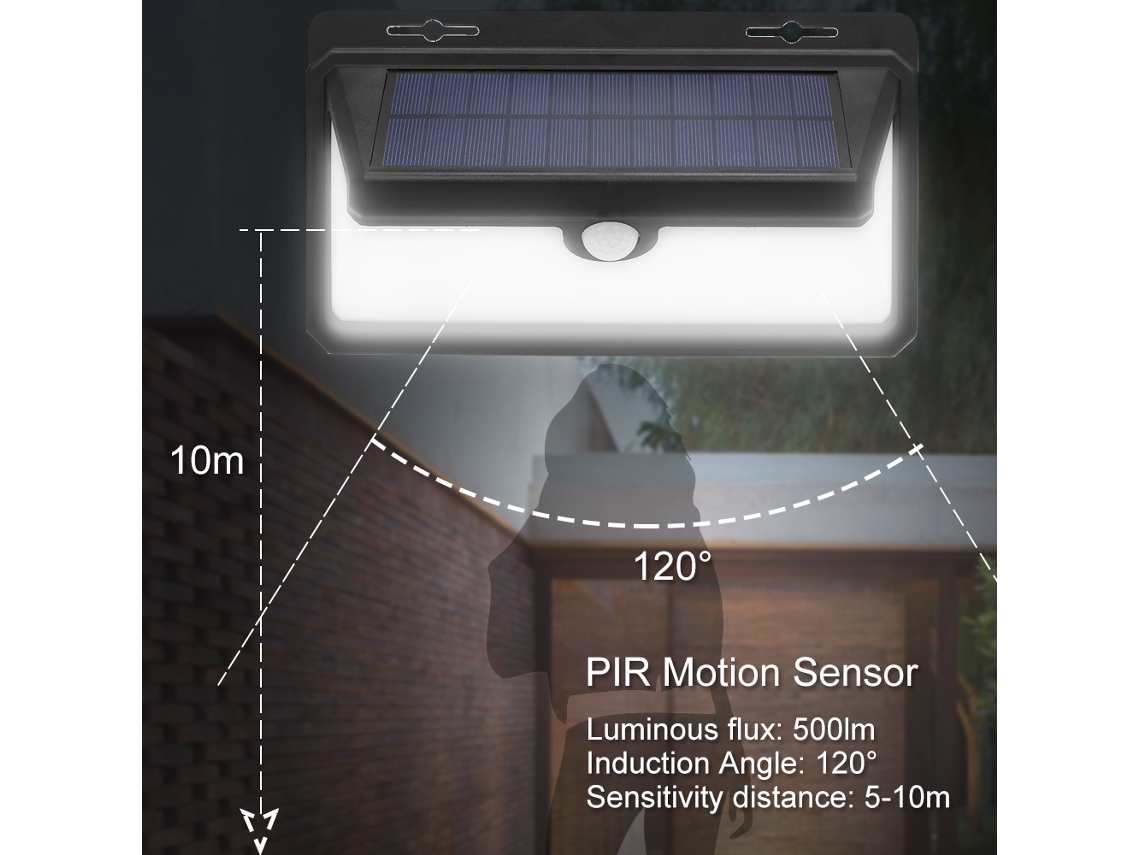 Luz Solar de Parede com Sensor de Movimento PIR, 97 LEDs, IP65