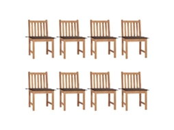 Vidaxl Cadeiras De Jardim 8 Pcs C/ Almofadões Madeira De Teca Maciça