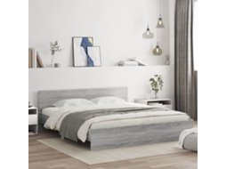 Vidaxl Estrutura Cama C/ Cabeceira/luzes Led 200x200cm Cinzento Sonoma